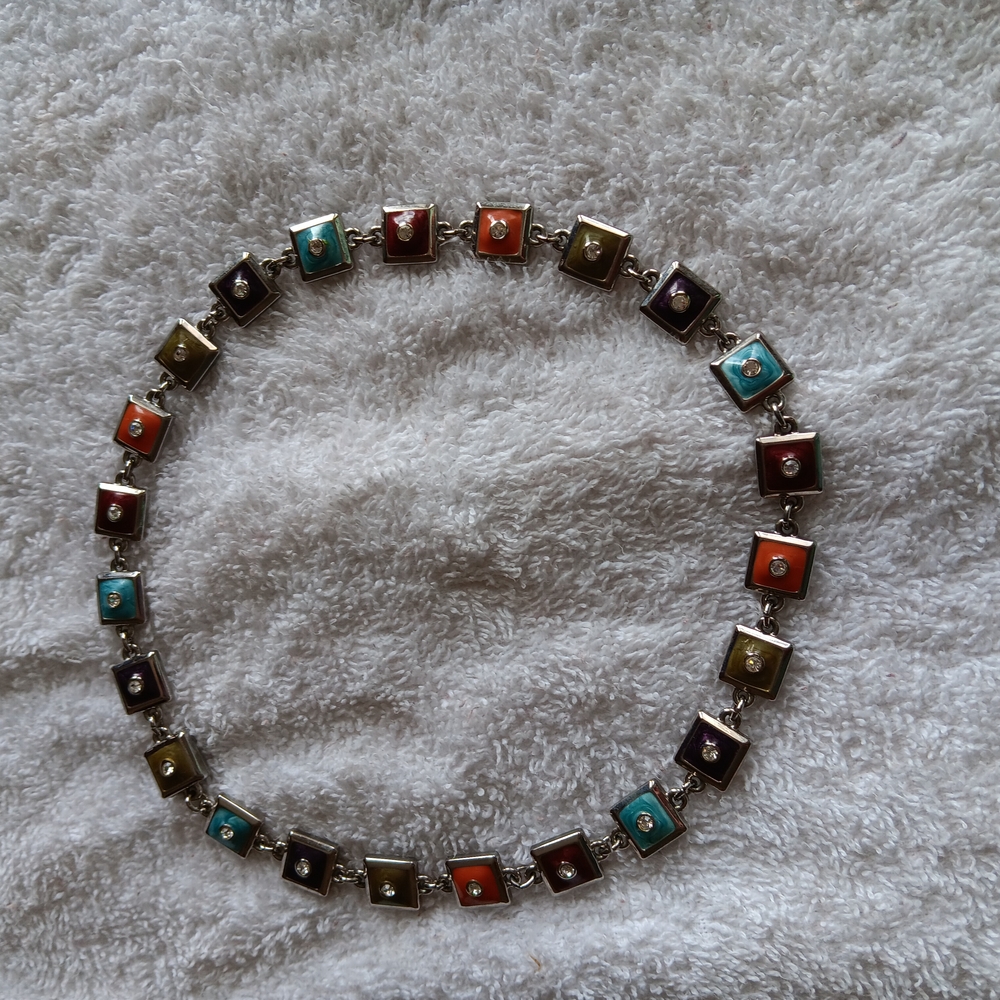 Multicolor Square Gemstone Necklace